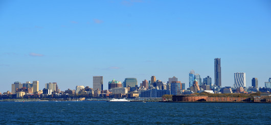 Aussicht auf Manhattan von Liberty Island